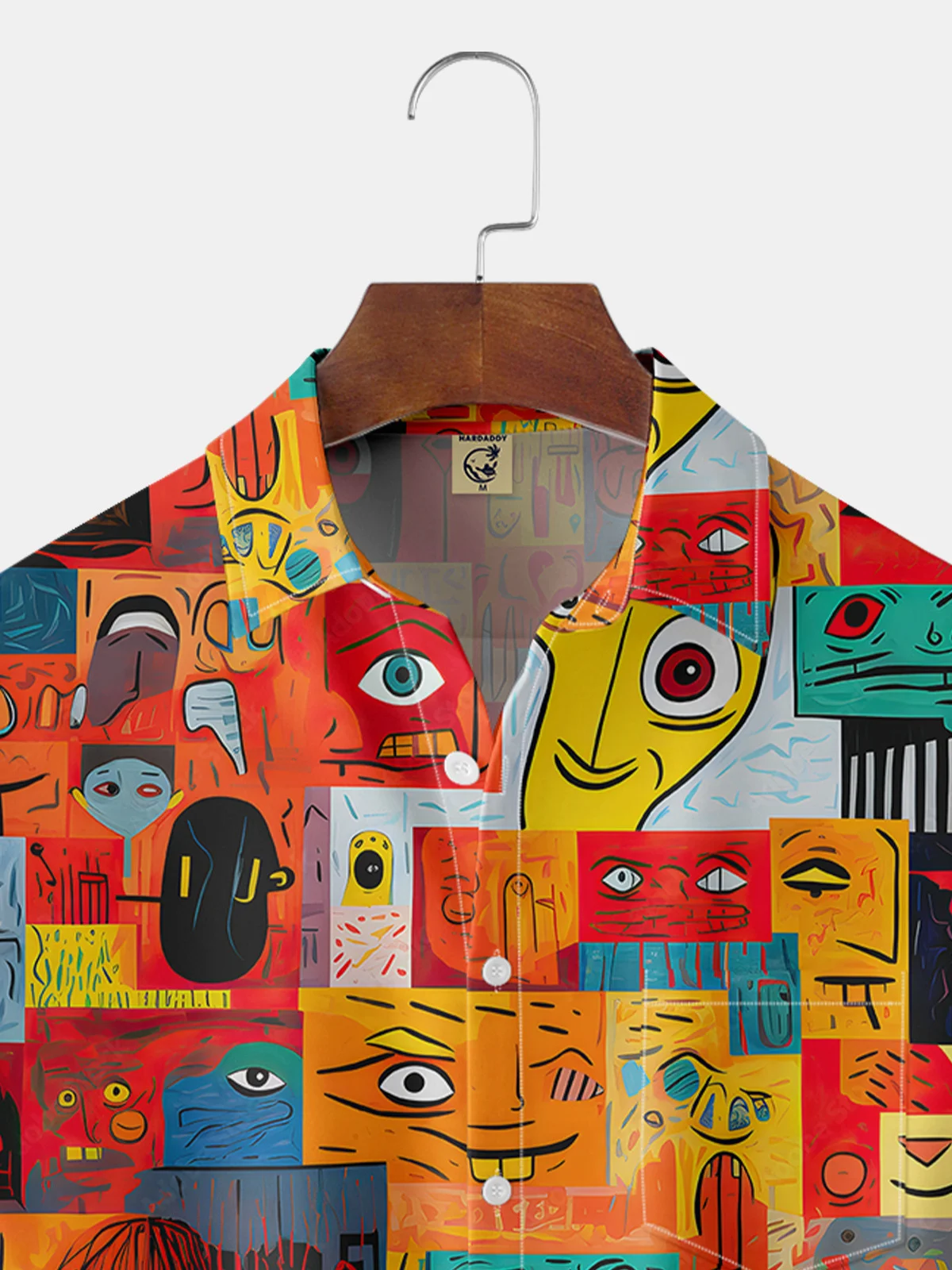 Hardaddy Portrait Art Painting Chest Pocket Short Sleeve Casual Shirt