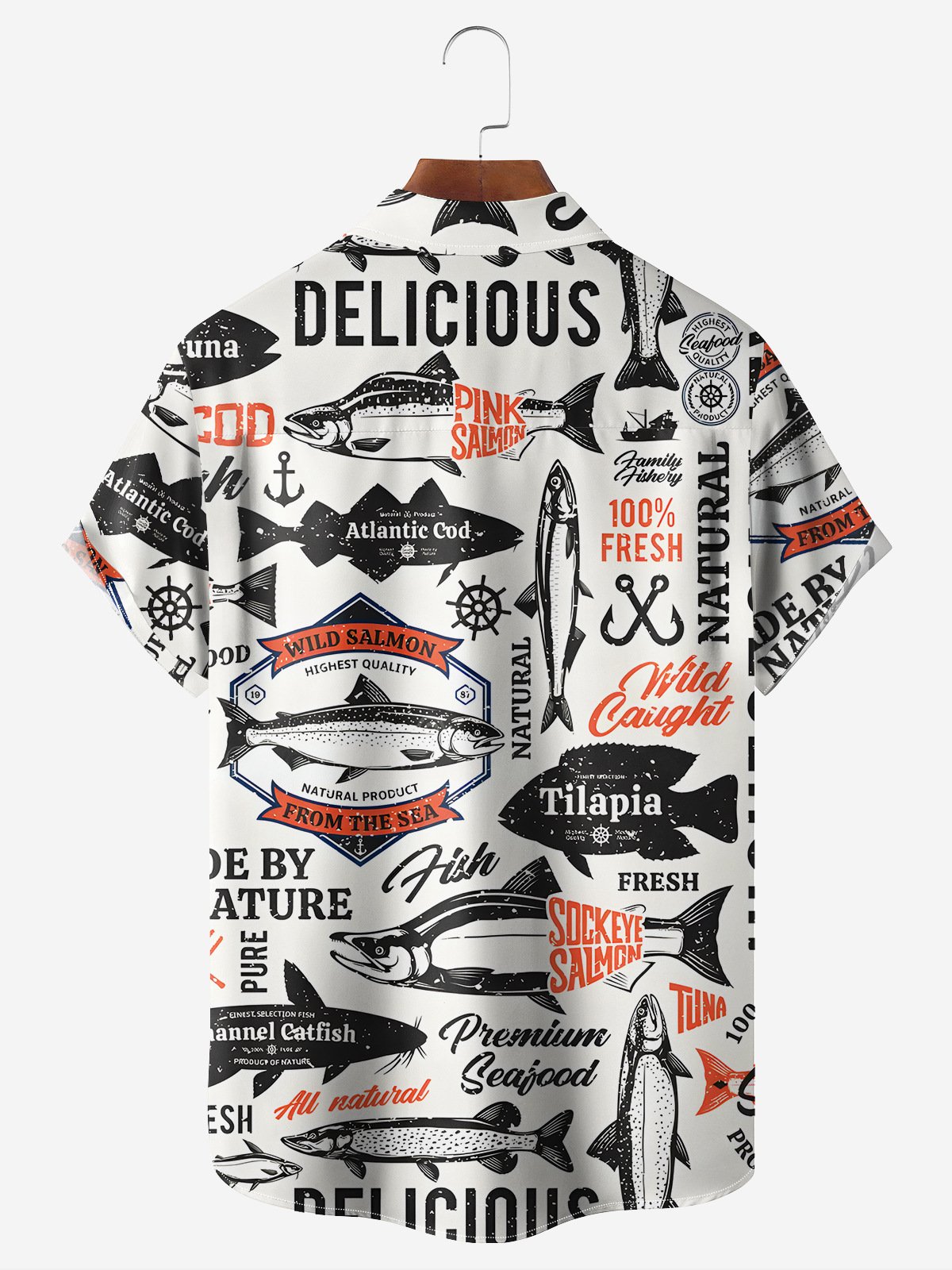 Hardaddy Ocean Fish Chest Pocket Short Sleeve Casual Shirt