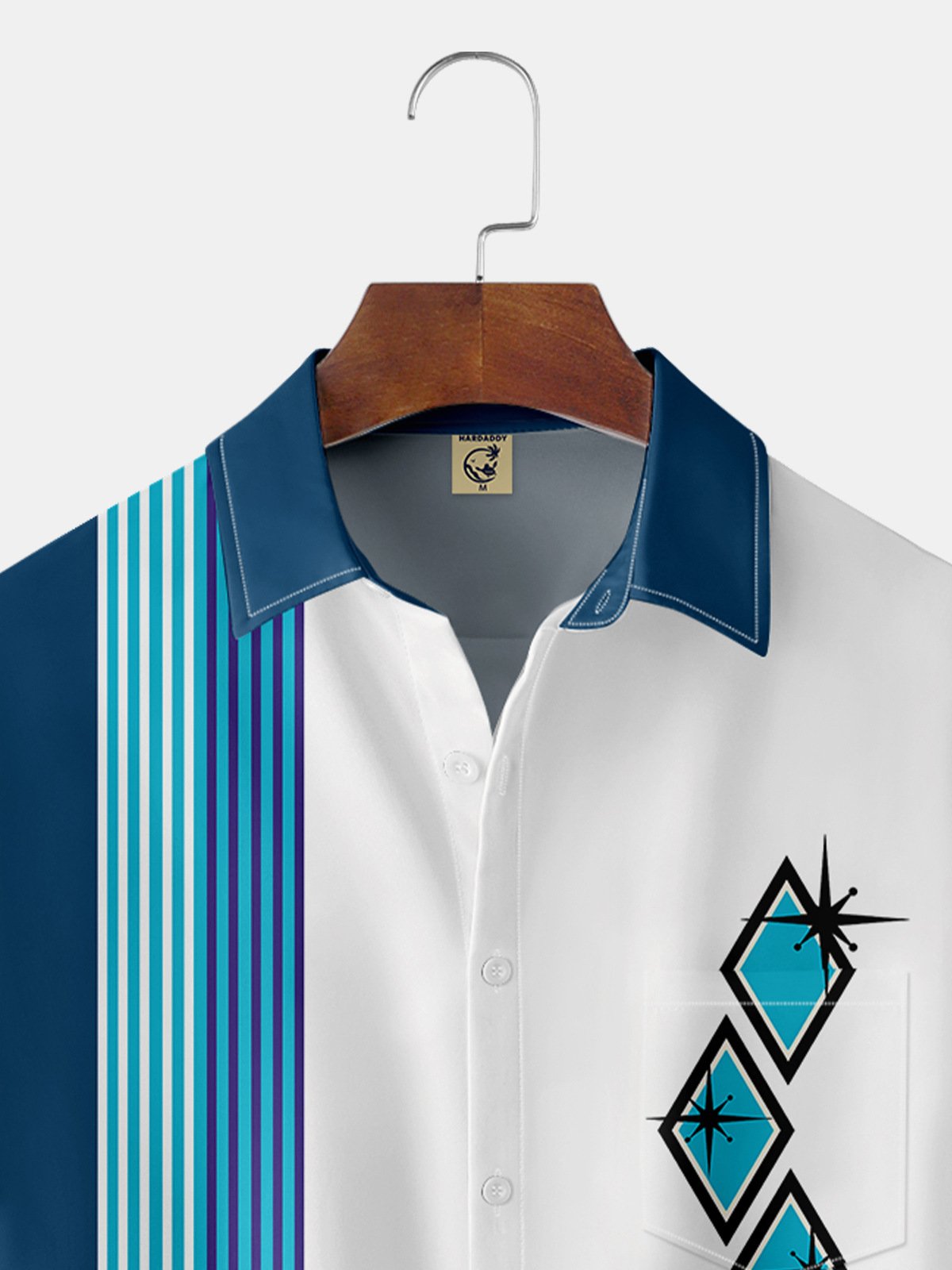 Hardaddy Art Medieval Geometric Chest Pocket Short Sleeve Bowling Shirt