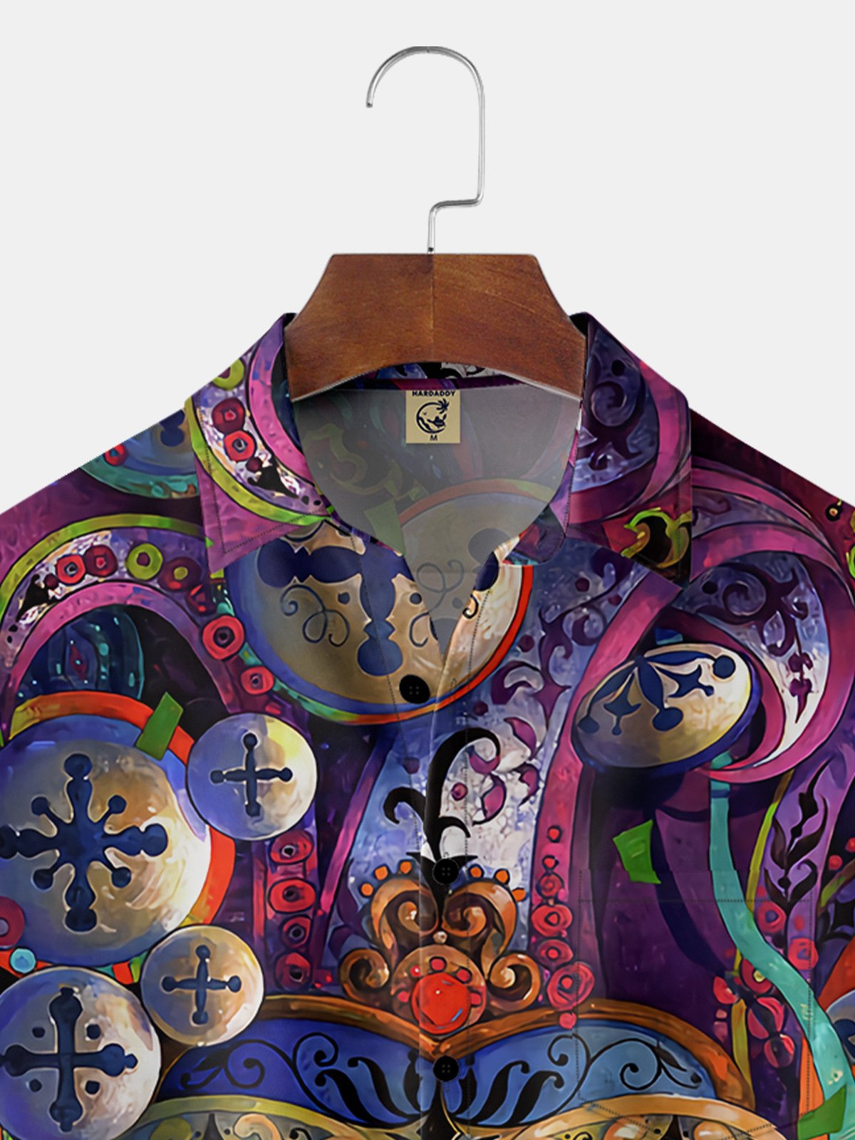 Hardaddy Mardi Gras Chest Pocket Short Sleeve Casual Shirt