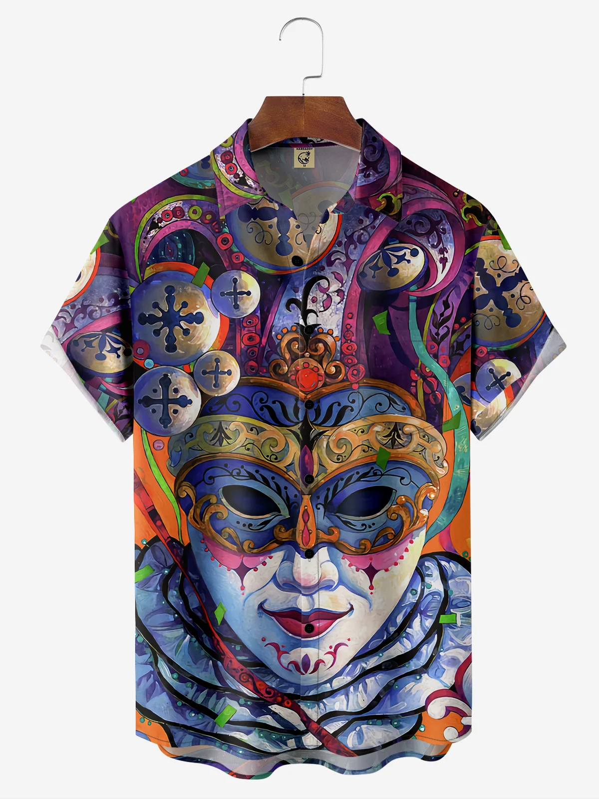 Hardaddy Mardi Gras Chest Pocket Short Sleeve Casual Shirt
