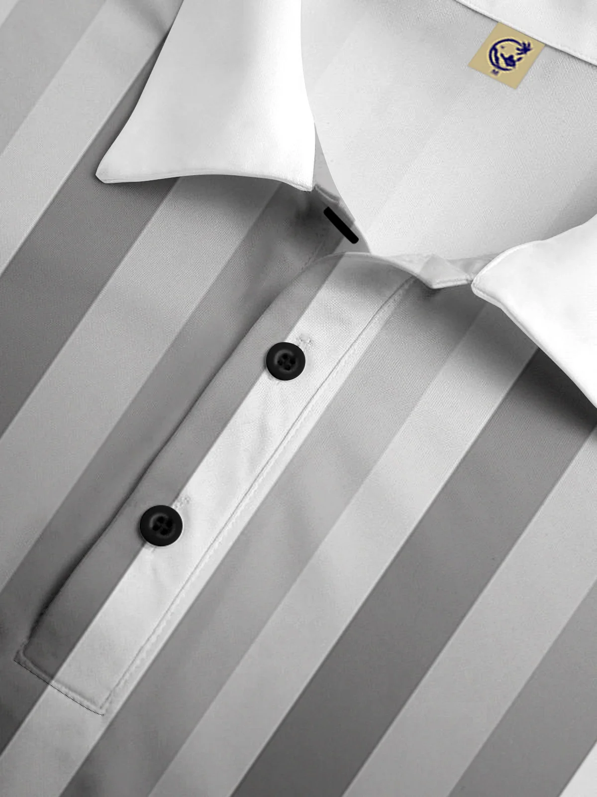 Hardaddy Casual Art Collection Gradient Striped Geometric Pattern Lapel Short Sleeve Polo Print Top