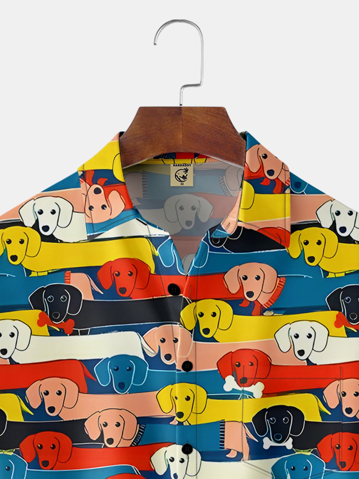 Hardaddy Dog Party Chest Pocket Short Sleeve Casual Shirt