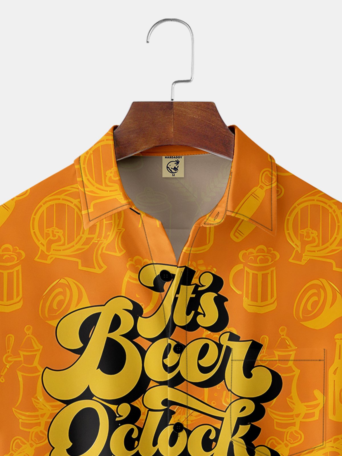 Hardaddy Funny Button Down Hawaiian Shirts It's Beer O'clock Chest Pocket Short Sleeve Casual Shirt