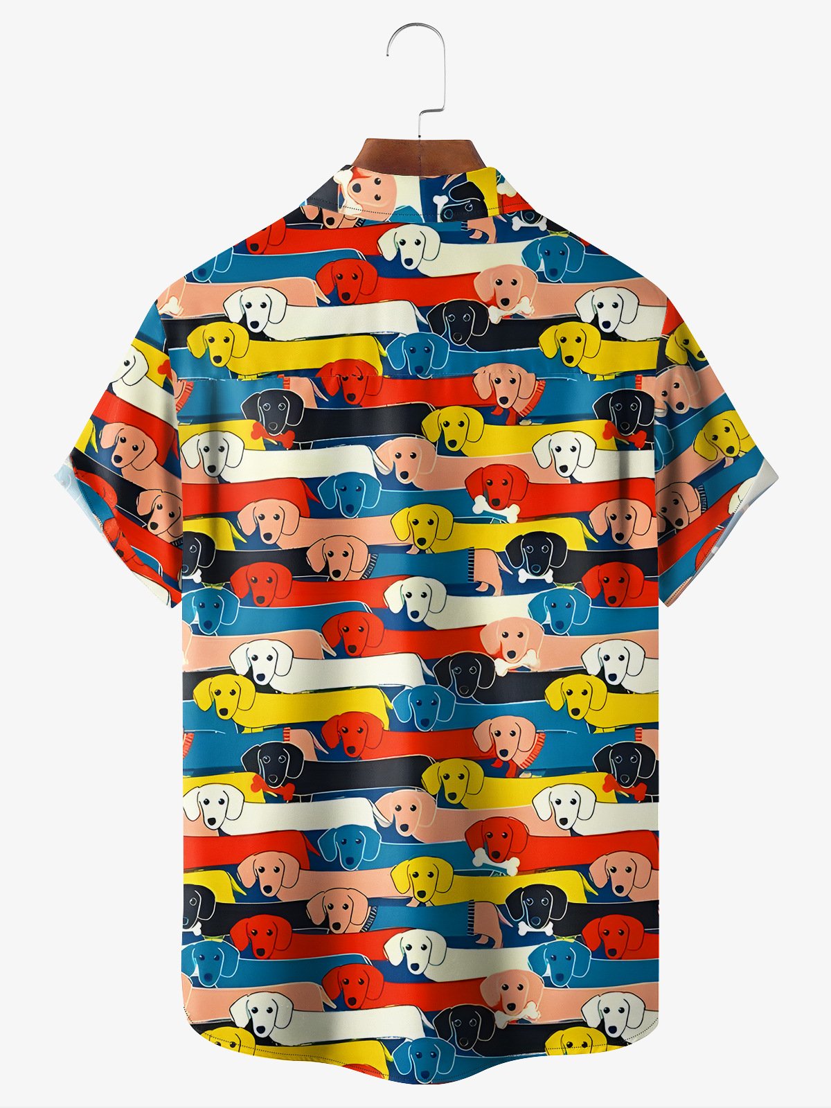 Hardaddy Dog Party Chest Pocket Short Sleeve Casual Shirt