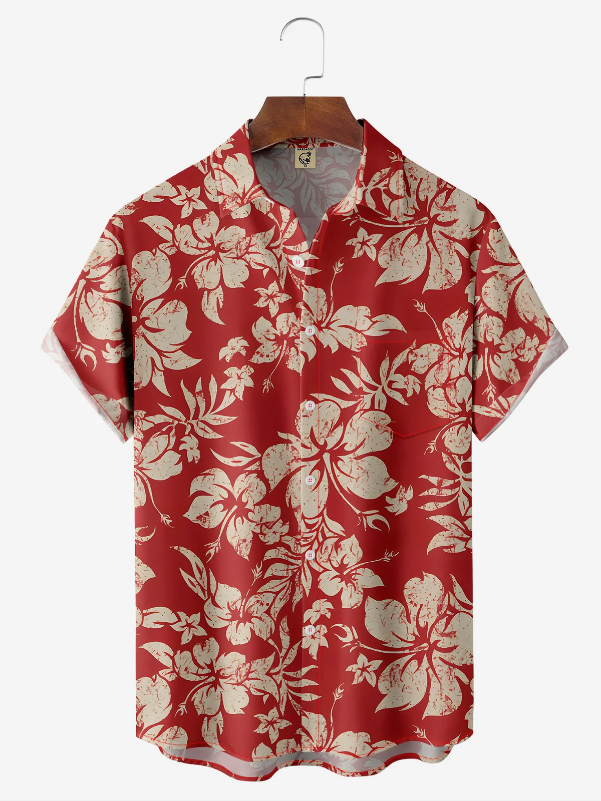 Hardaddy Holiday Style Hawaiian Series Plant Flower Leaf Element Lapel Short-Sleeved Shirt Print Top