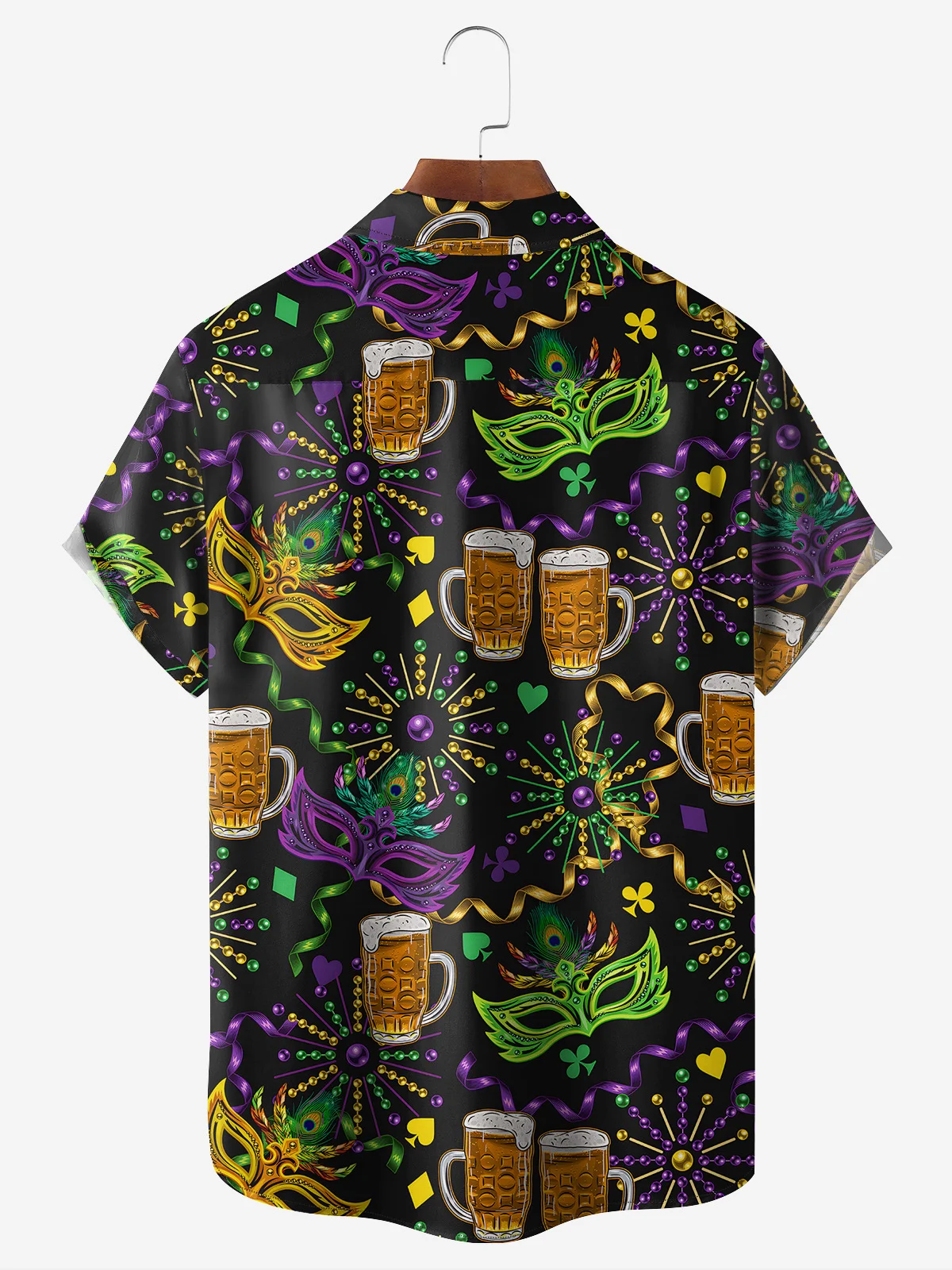 Hardaddy Mardi Gras Day Beer Shirt Regular Fit Black Chest Pocket Short Sleeve Casual Shirt For Men