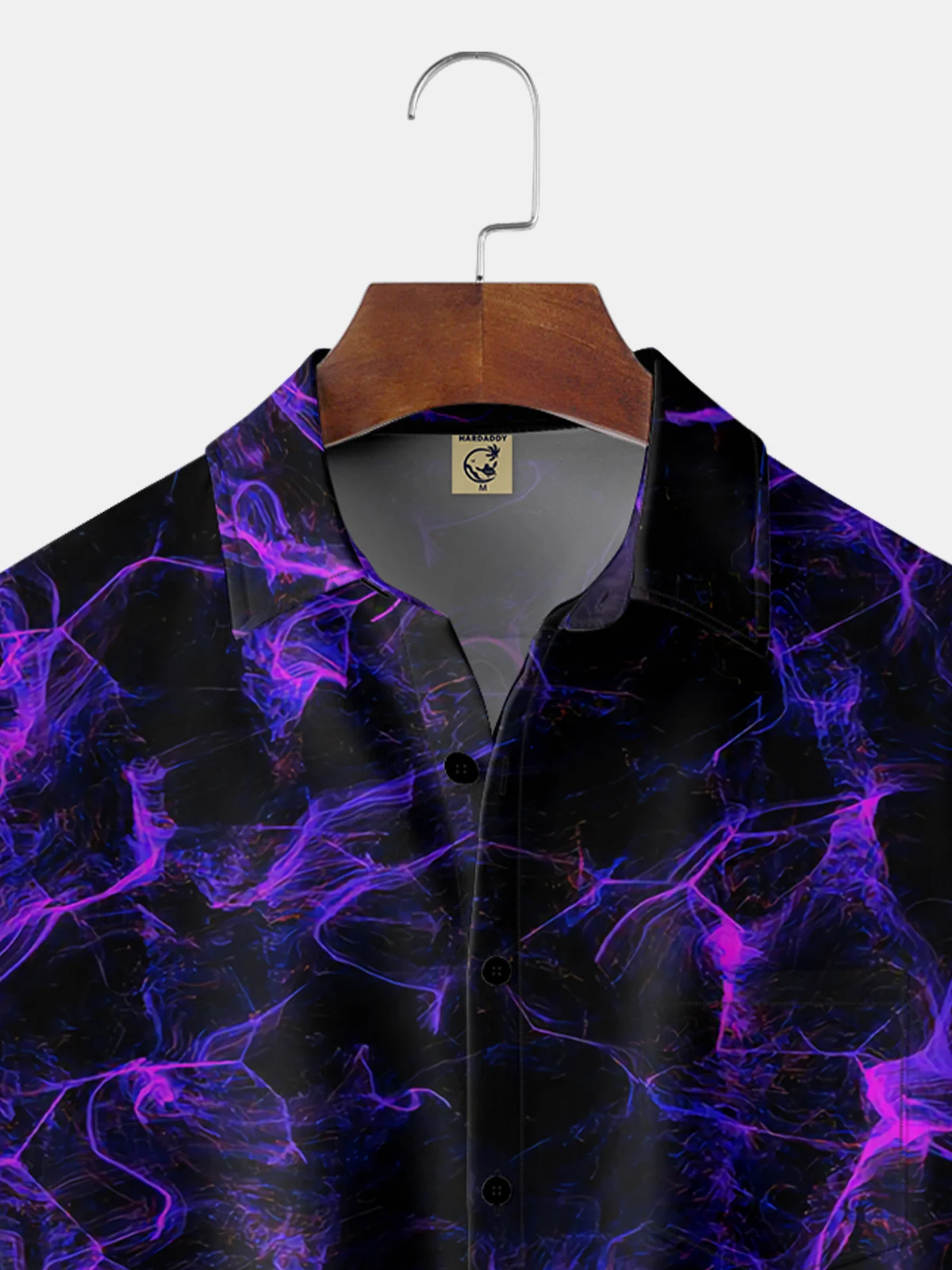 Black And Purple Crazy Flame Print Hardaddy Hawaiian Shirt for Men