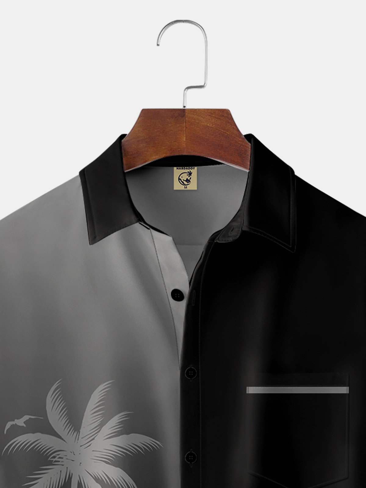 Hardaddy Shirts For Father Gradient Coconut Tree Chest Pocket Short Sleeve Shirt