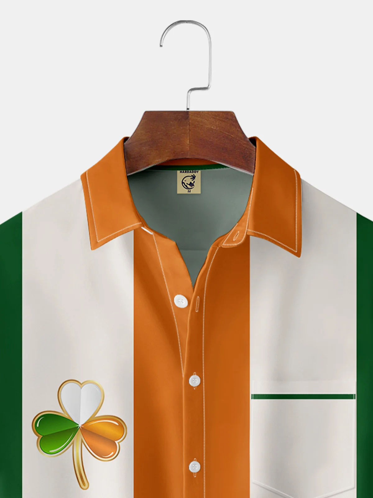 Hardaddy Hawaiian Button Up Shirt for Men St. Patrick's Day Lucky Clover Regular Fit Short Sleeve Bowling Shirt St Paddy's Day Shirt