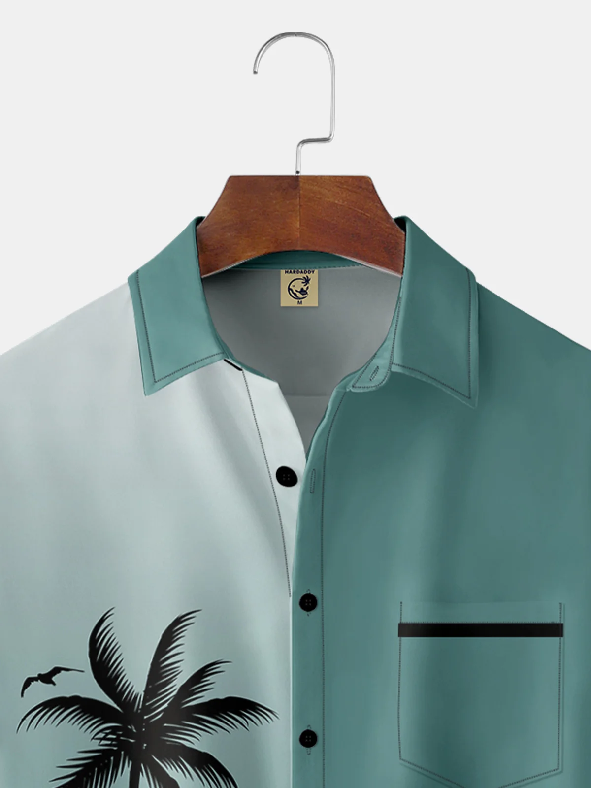 Hardaddy Gradient Coconut Tree Chest Pocket Short Sleeve Shirt