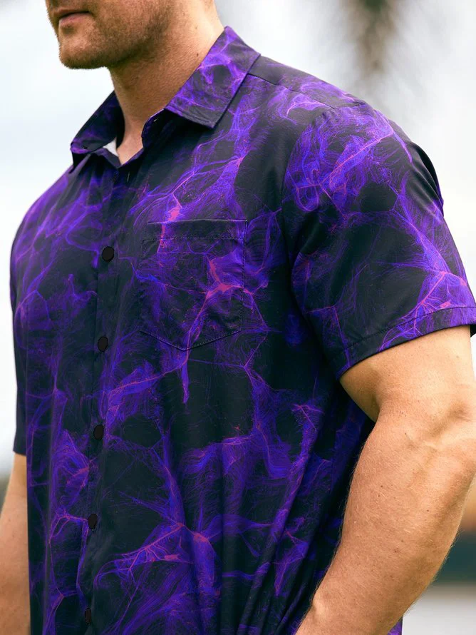 Black And Purple Crazy Flame Print Hardaddy Hawaiian Shirt for Men