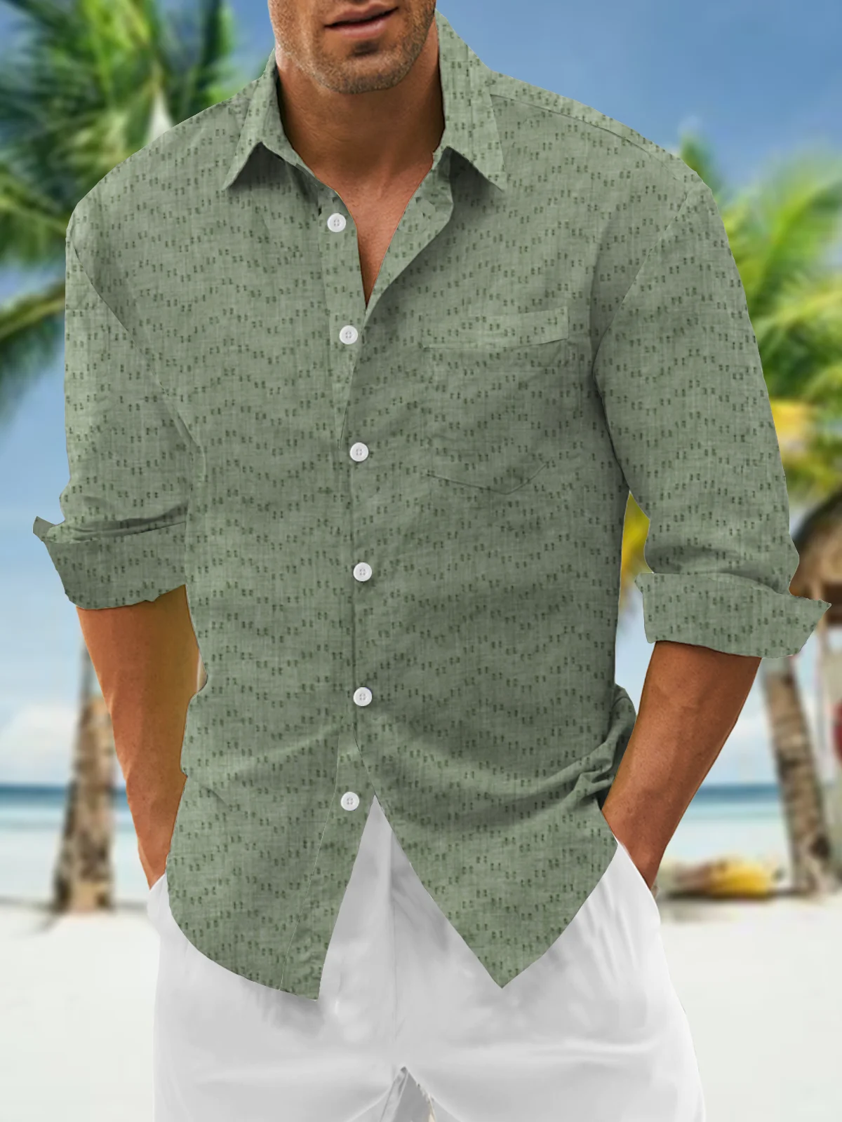 Hardaddy Cotton Chest Pocket Long Sleeve Casual Shirt