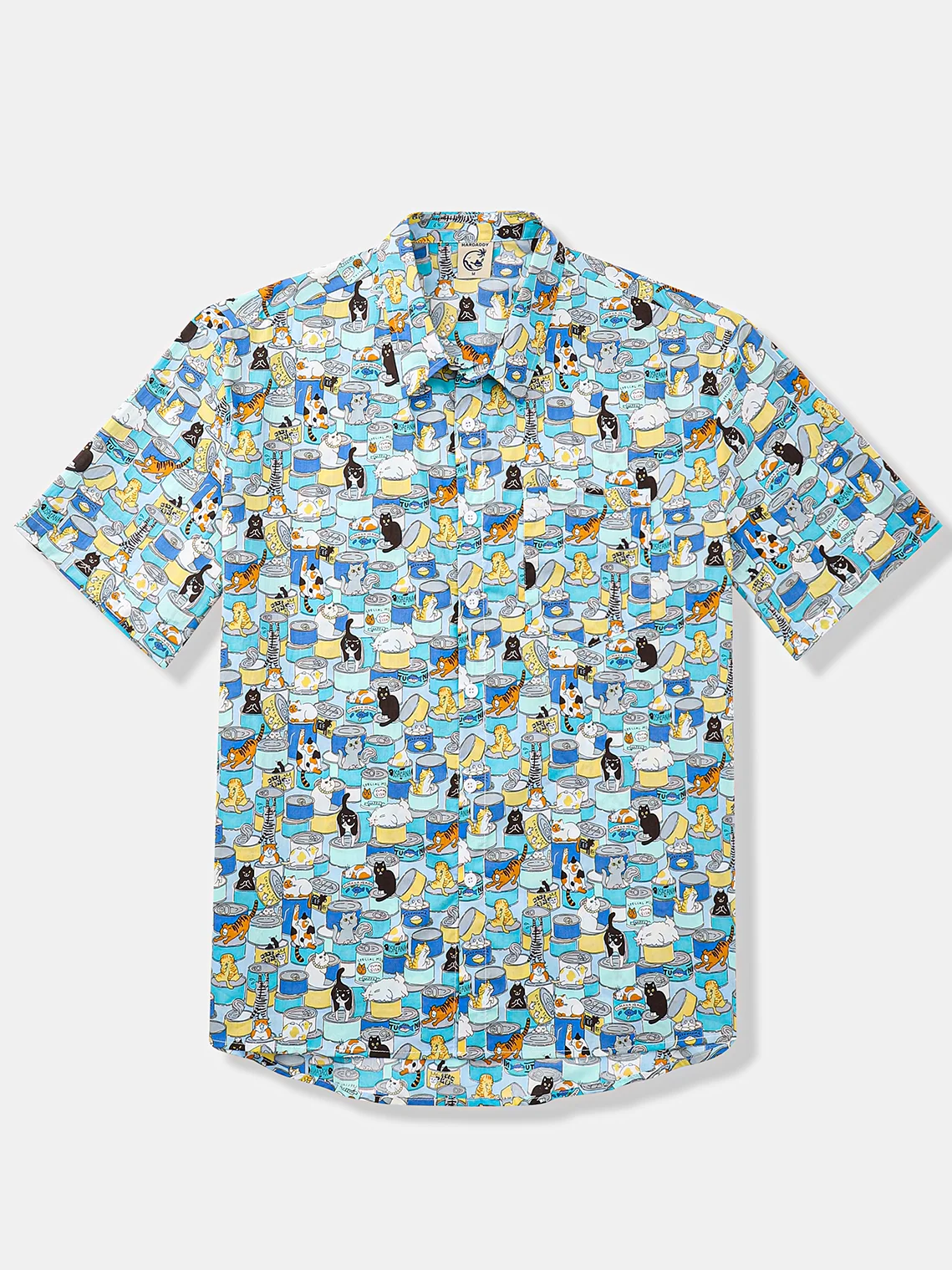 Hardaddy Cotton Cat Chest Pocket Short Sleeve Casual Shirt