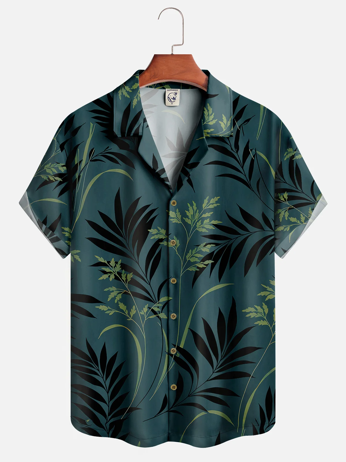 Hardaddy Palm Tree Leaf Shirt Men Summer Leaf Vacation Micro-Elasticity Daily Short Sleeve Regular H-Line Camp Collar Aloha Shirts