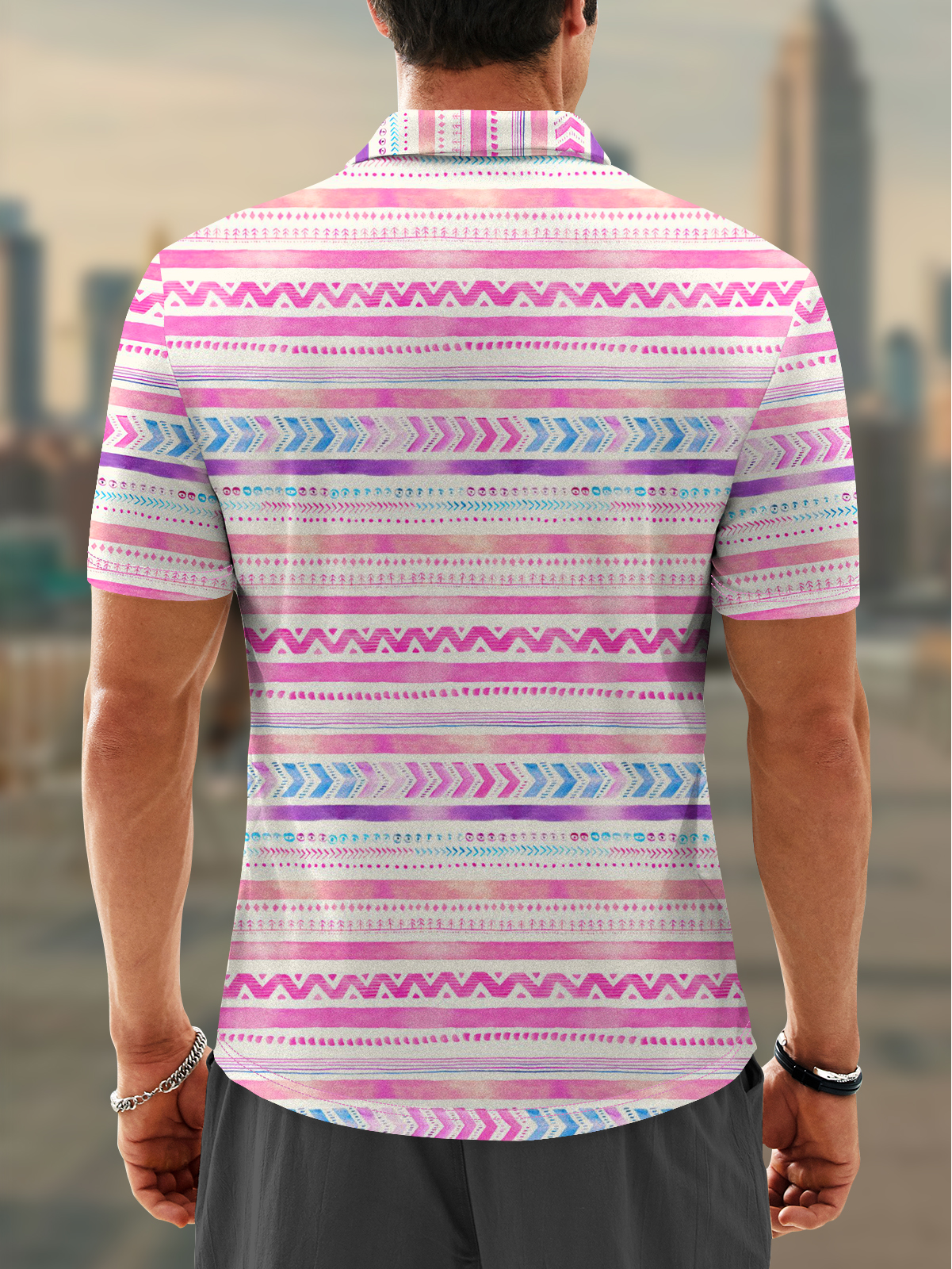 Hardaddy Moisture Wicking Golf Polo Gradient Abstract Geometric