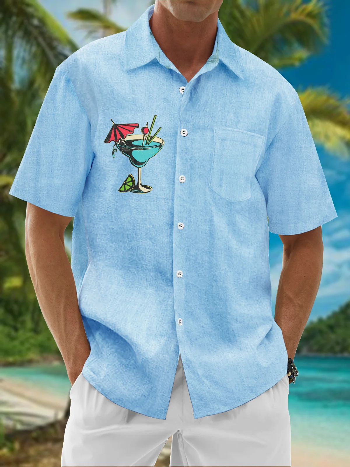 Hardaddy Cotton Cocktail Print Casual Shirt