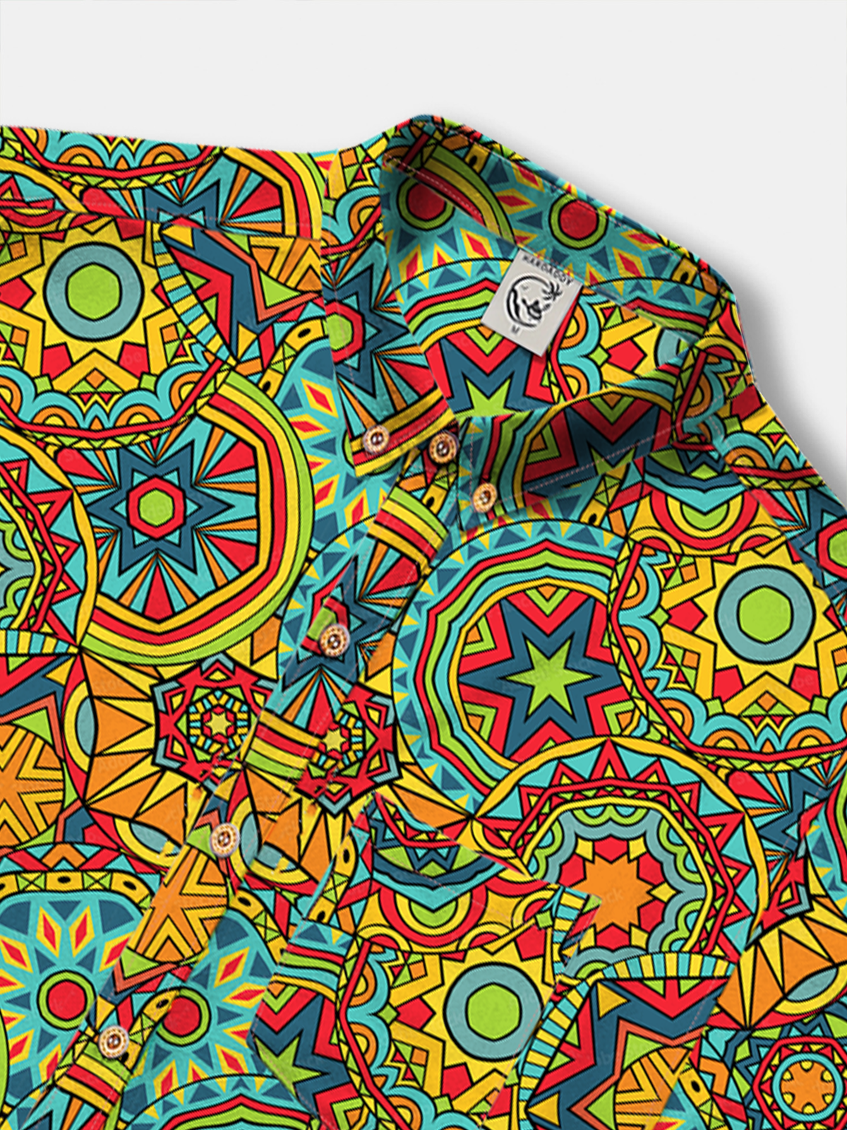 Hardaddy Cotton Ethnic Geometric Oxford Shirt