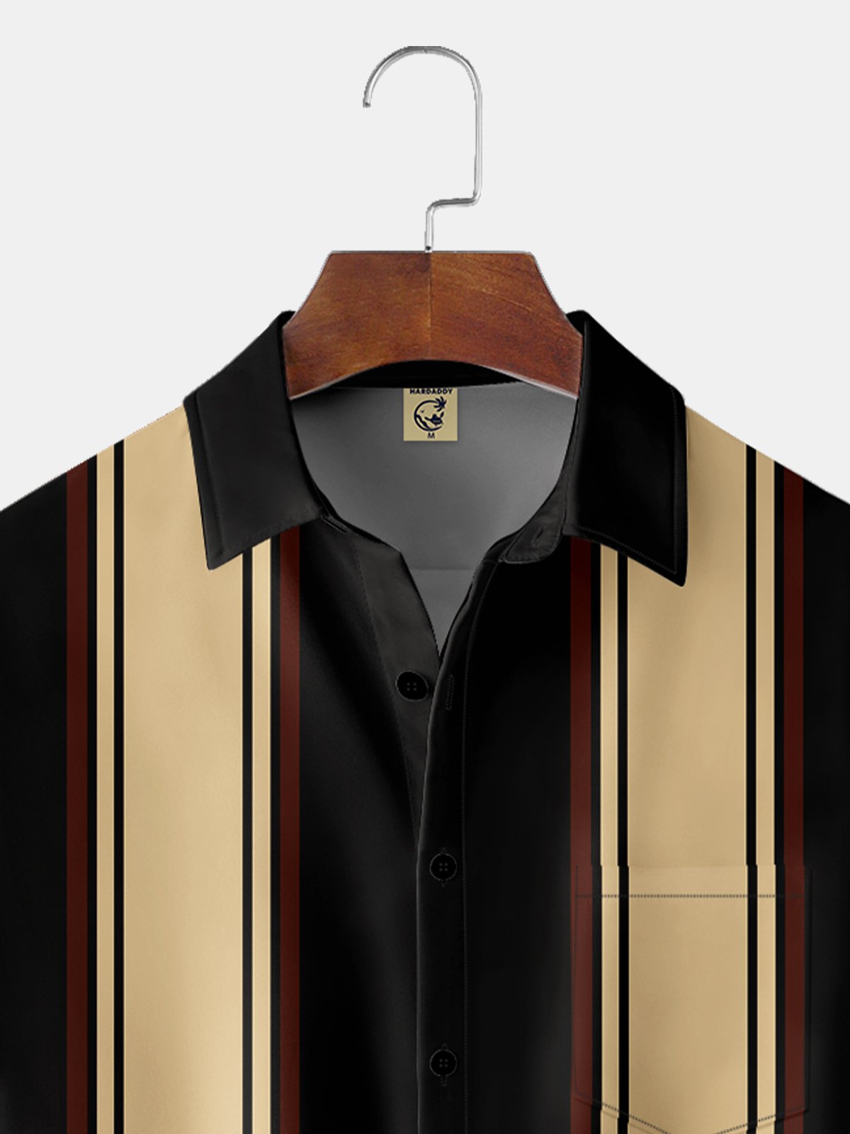 Hardaddy Moisture-wicking Stripe Chest Pocket Bowling Shirt