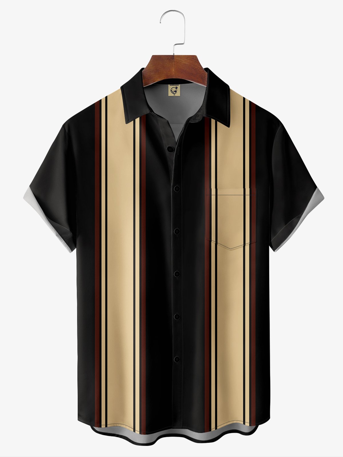 Hardaddy Moisture-wicking Stripe Chest Pocket Bowling Shirt