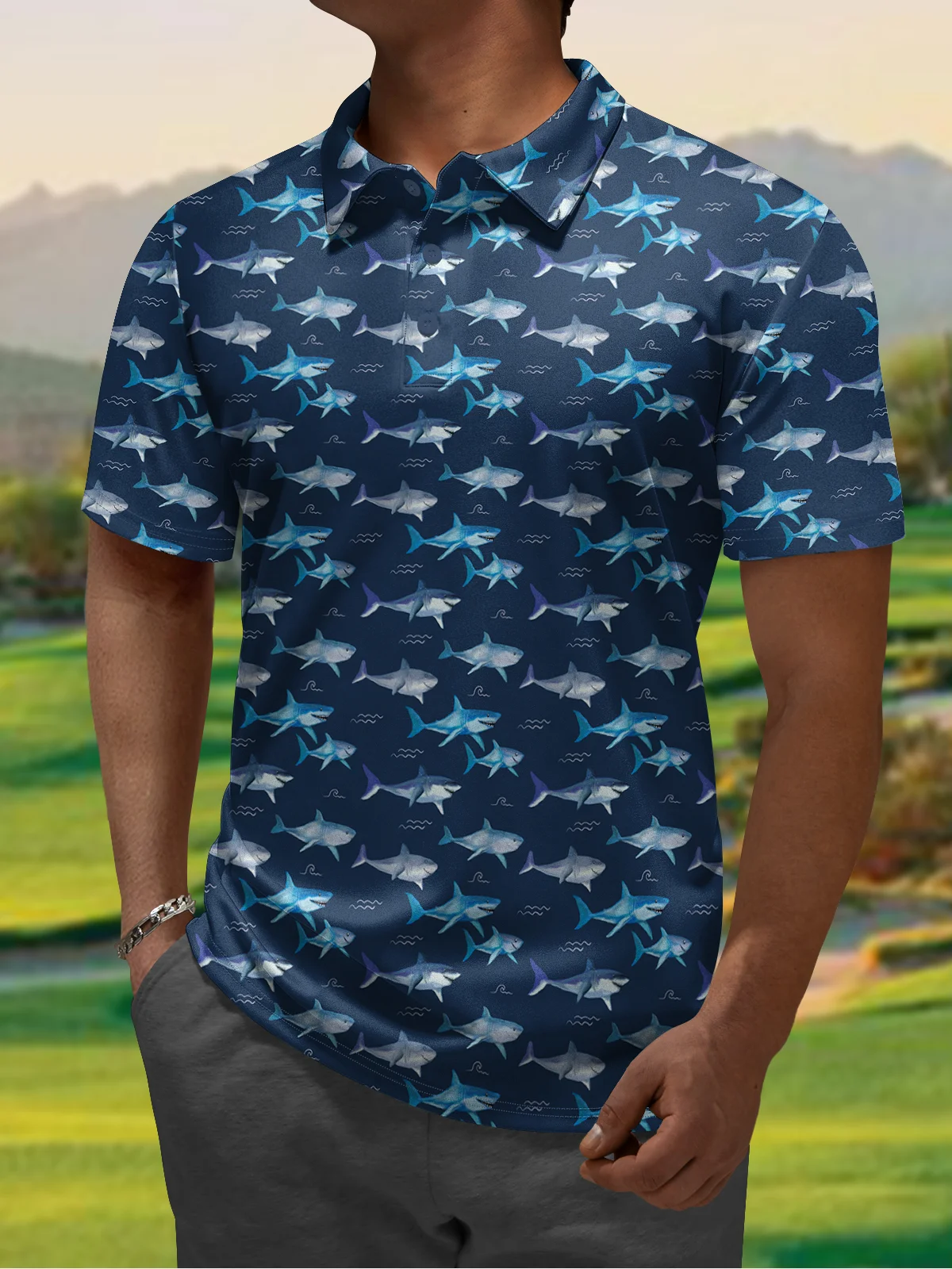 Hardaddy Moisture-wicking Golf Polo Shark