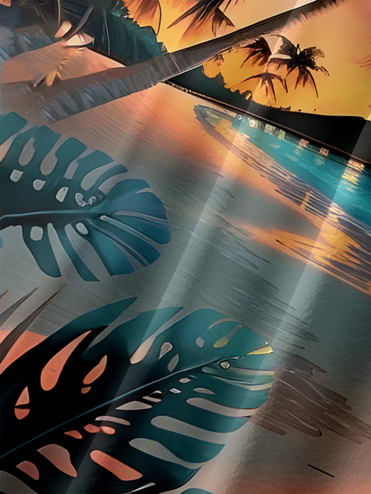 Hardaddy Moisture-wicking Coconut Tree Chest Pocket Hawaiian Shirt