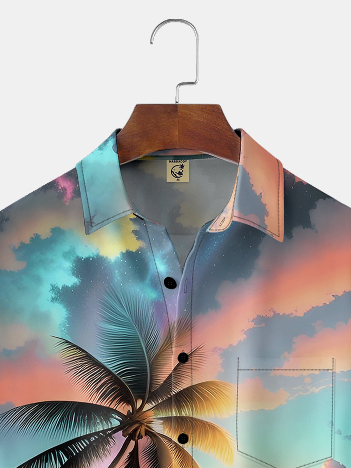 Hardaddy Moisture-wicking Coconut Tree Chest Pocket Hawaiian Shirt