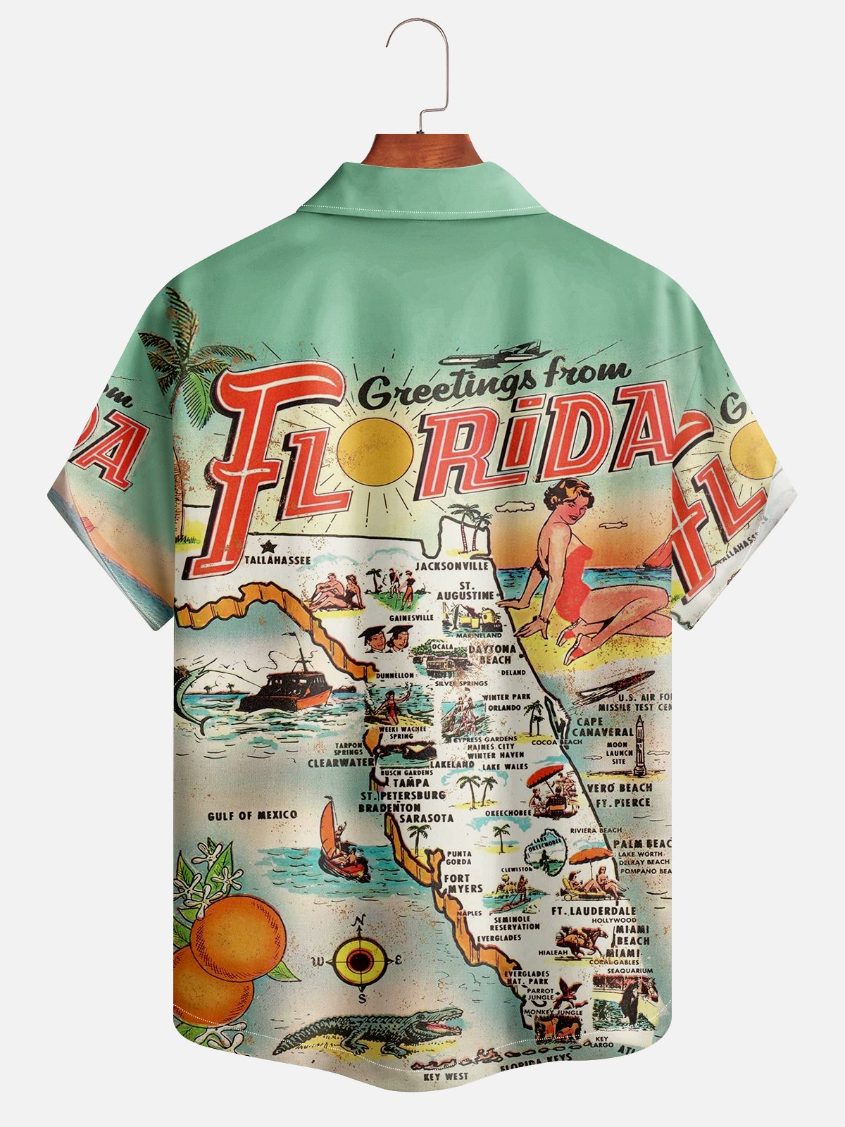 Hardaddy Moisture-wicking Vacation Map Chest Pocket Hawaiian Shirt