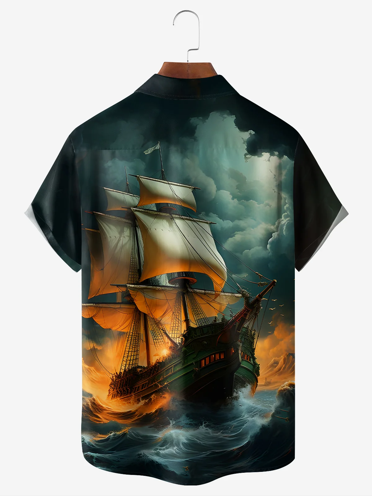 Moisture-wicking Breathable Sailboat Chest Pocket Hawaiian Shirt