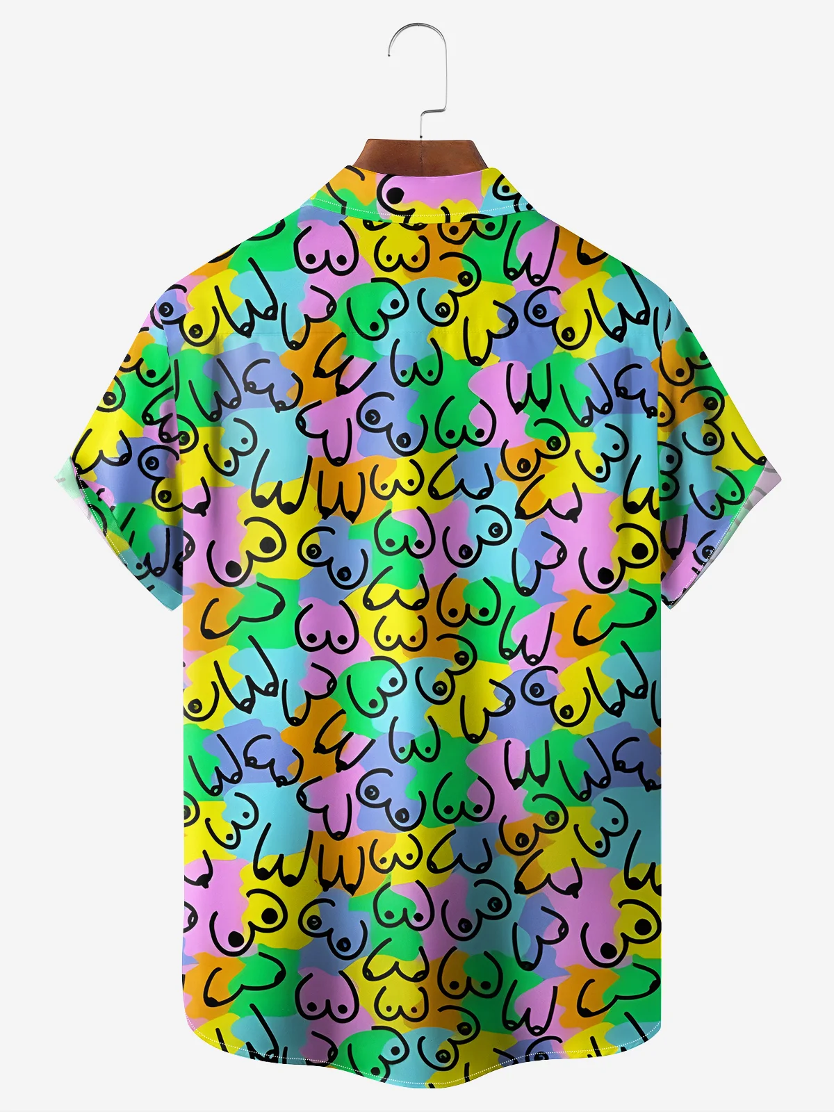 Hardaddy Moisture-wicking Abstract Geometric Chest Pocket Casual Neon Party Boob Shirt For Men