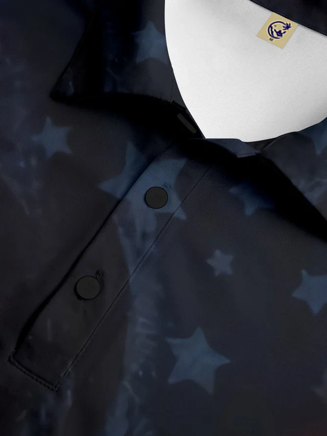 Hardaddy USA Flag Button Down Short Sleeve Polo Shirt