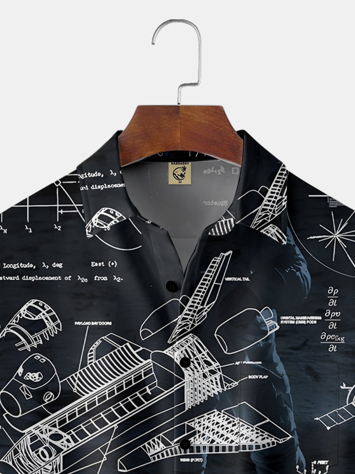 Hardaddy Moisture-wicking Space Vehicle Chest Pocket Casual Shirt