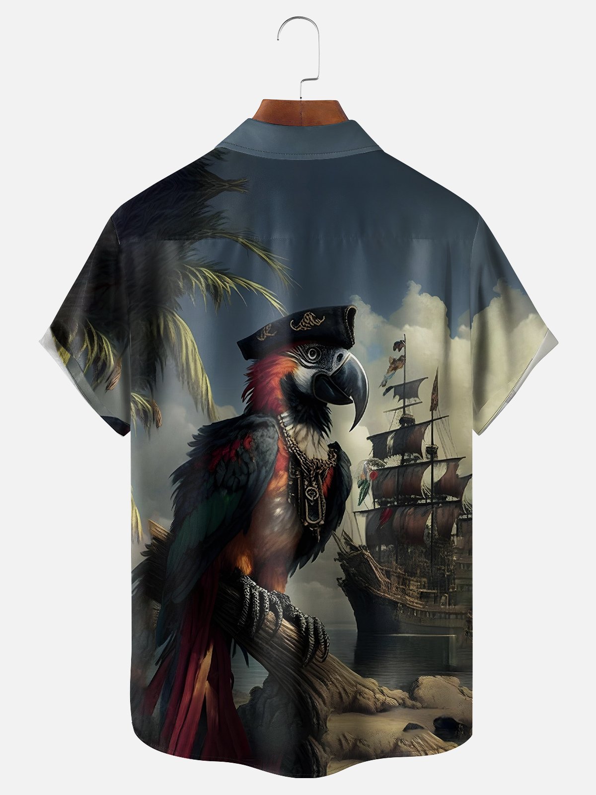 Moisture-Wicking Tropical Floral Parrot Print Shirt