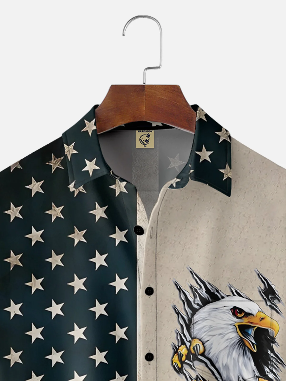 Hardaddy Moisture-wicking Memorial Day American Flag American Eagle Chest Pocket Casual Shirt