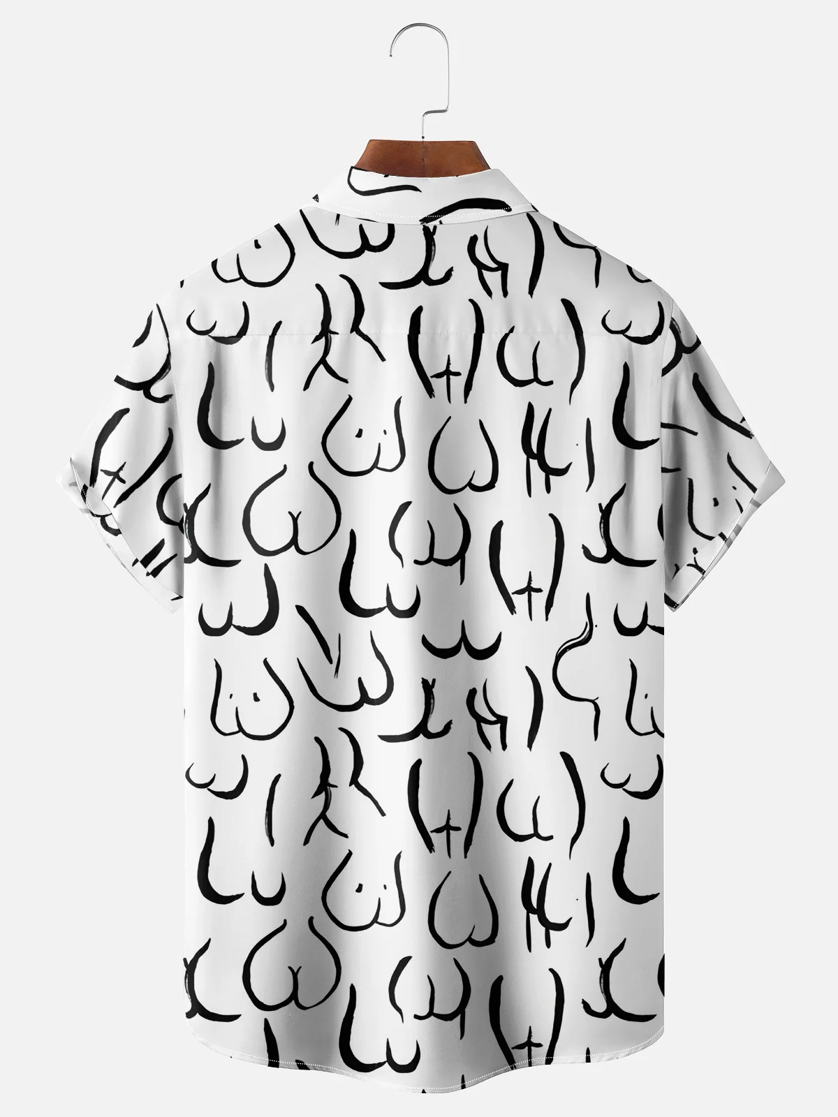 Hardaddy Moisture-wicking Fun Line Art Chest Pocket Hawaiian Shirt
