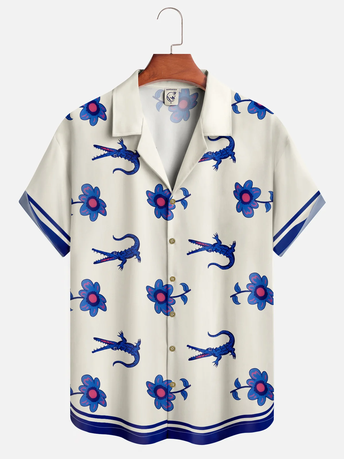 Hardaddy Light Blue White Lotus Alligator Dress Shirt 
