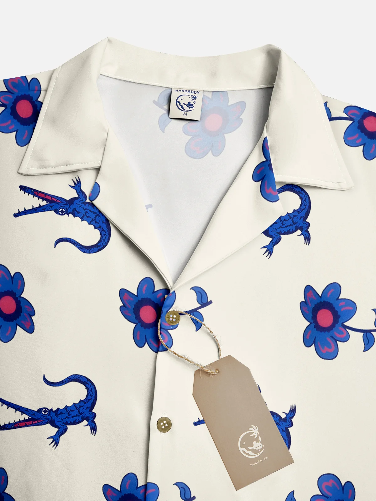 Hardaddy Light Blue White Lotus Alligator Dress Shirt 