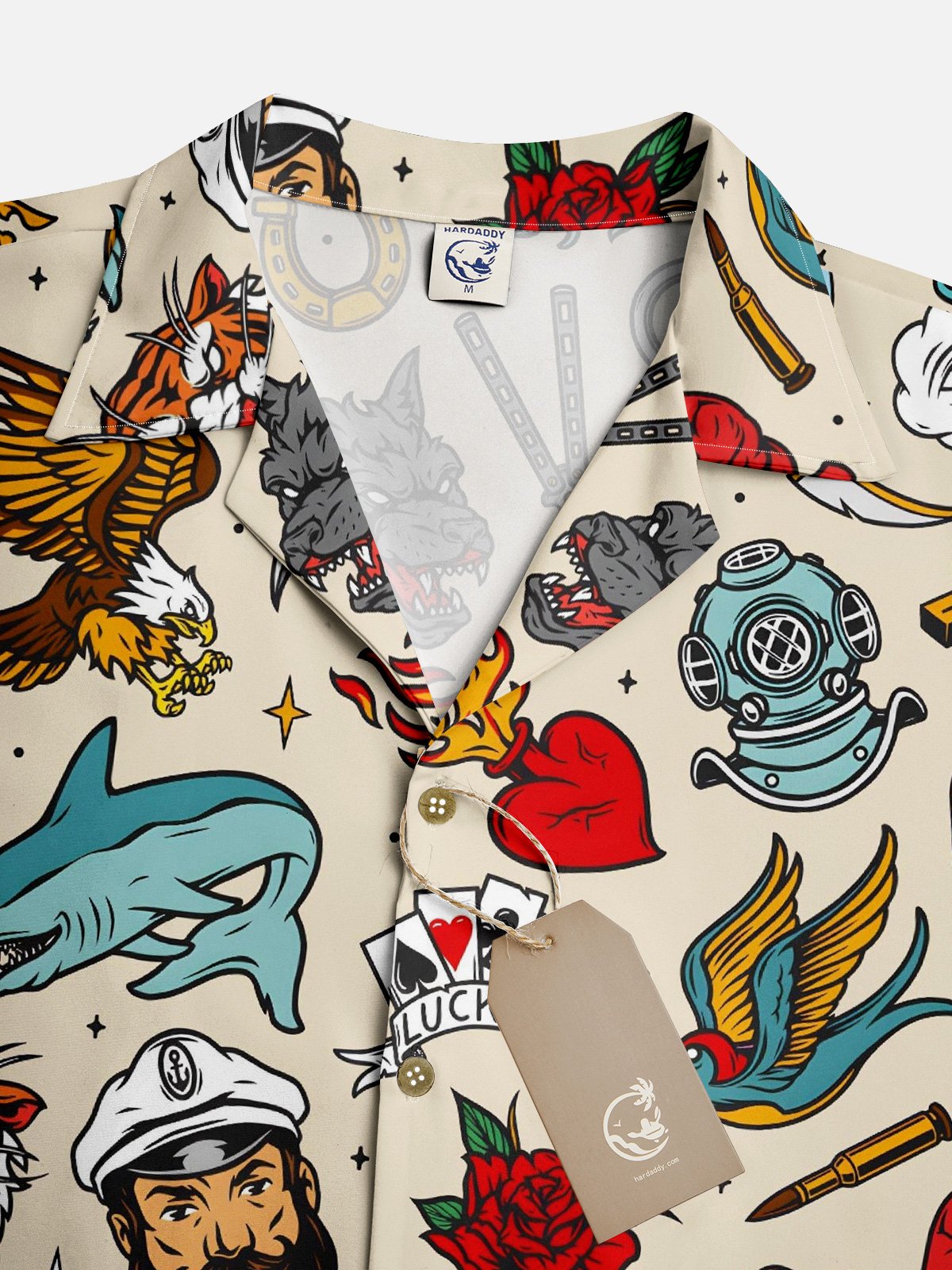 Hardaddy Moisture-wicking Vintage Tattoo Hawaiian Shirt