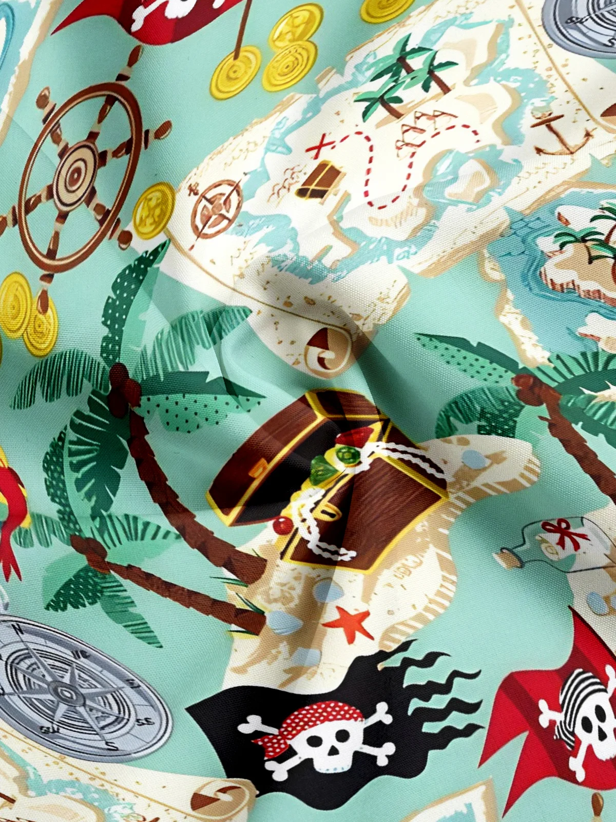 Hardaddy Moisture-wicking Pirate Map Coconut Tree Hawaiian Shirt