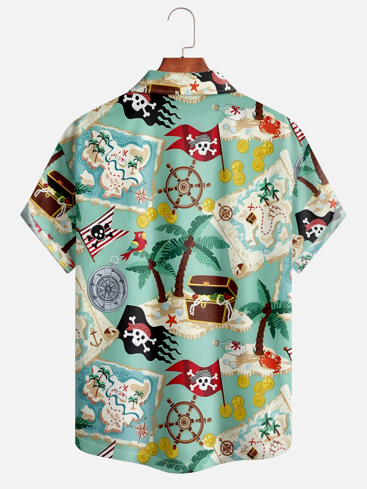 Hardaddy Moisture-wicking Pirate Map Coconut Tree Hawaiian Shirt