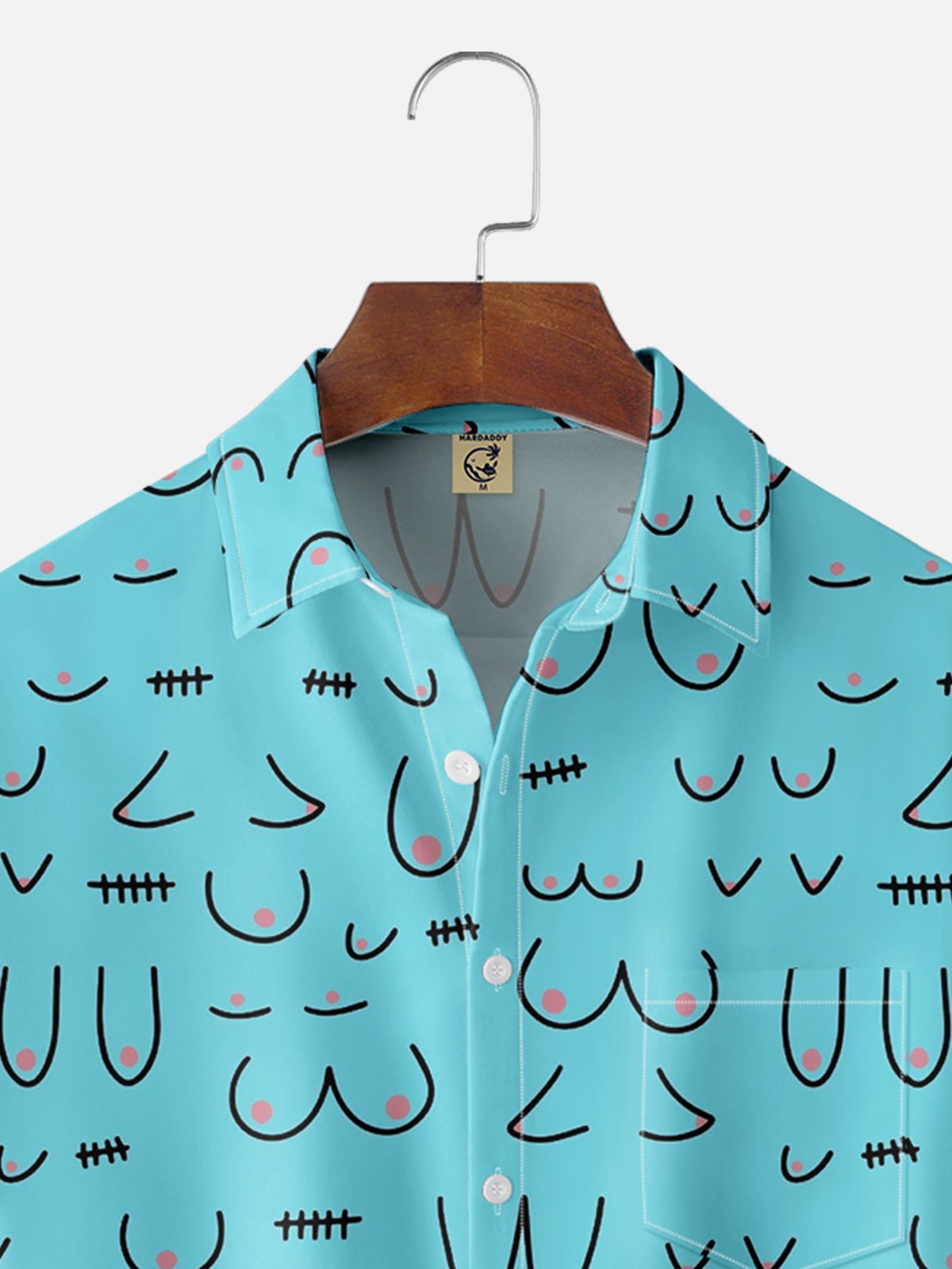 Hardaddy Moisture-wicking Abstract Geometric Chest Pocket Casual Boob Shirt For Men