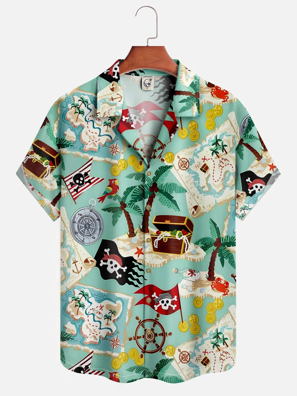 Hardaddy Moisture-wicking Pirate Map Coconut Tree Hawaiian Shirt