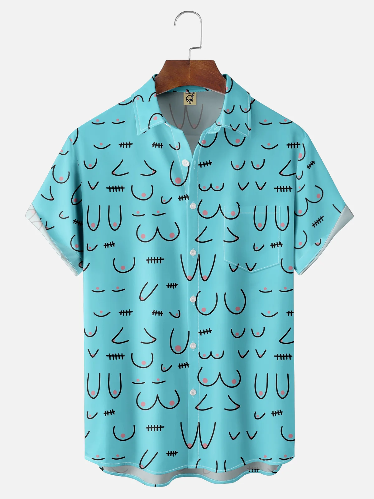 Hardaddy Moisture-wicking Abstract Geometric Chest Pocket Casual Boob Shirt For Men