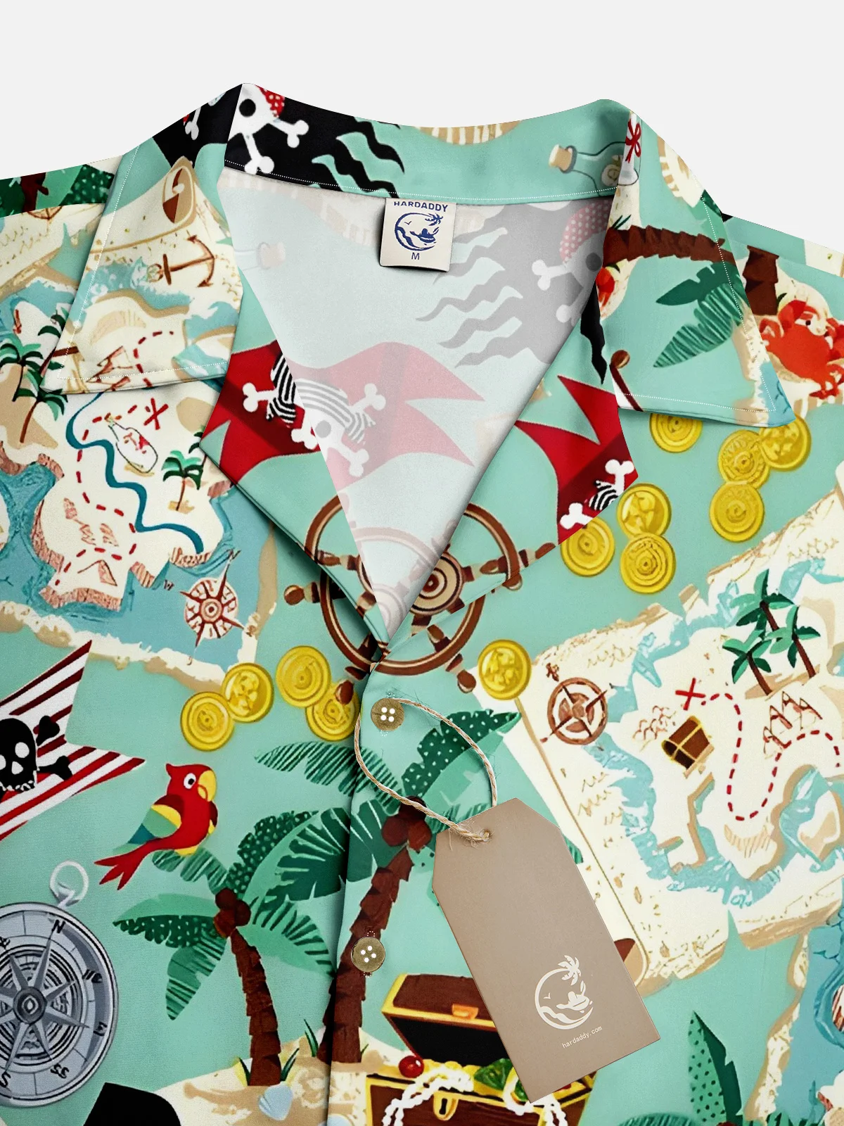 Hardaddy Moisture-wicking Pirate Map Coconut Tree Hawaiian Shirt