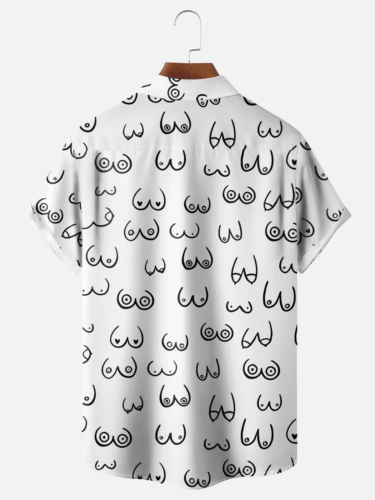 Hardaddy Moisture-wicking Art Abstract Line Drawing Chest Pocket Hawaiian Titty Shirt