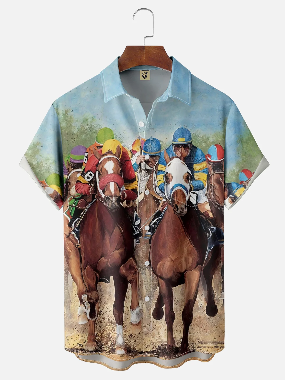 Men's Kentucky Derby Attire Moisture-Wicking Horse Racing Print Shirt