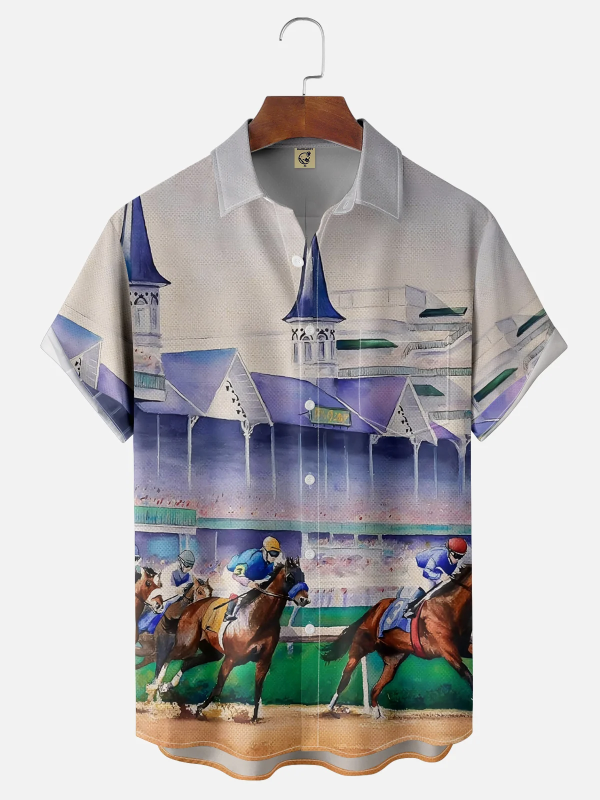 Men's Kentucky Derby Attire Moisture-Wicking Horse Racing Print Shirt
