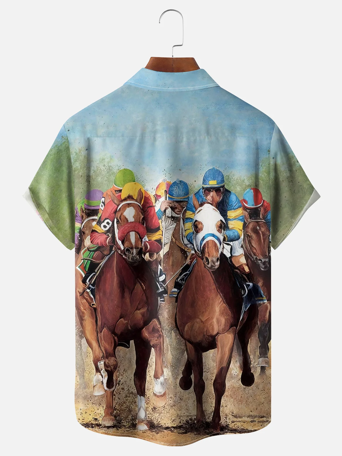 Men's Kentucky Derby Attire Moisture-Wicking Horse Racing Print Shirt