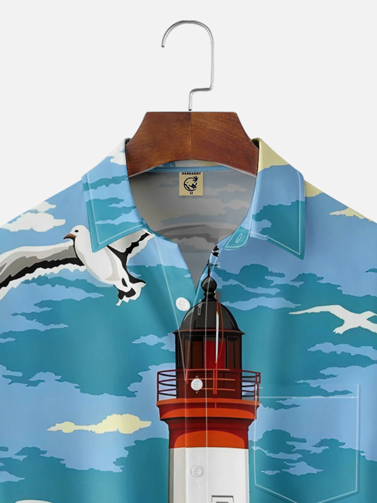 Moisture-wicking Lighthouse Chest Pocket Hawaiian Shirt