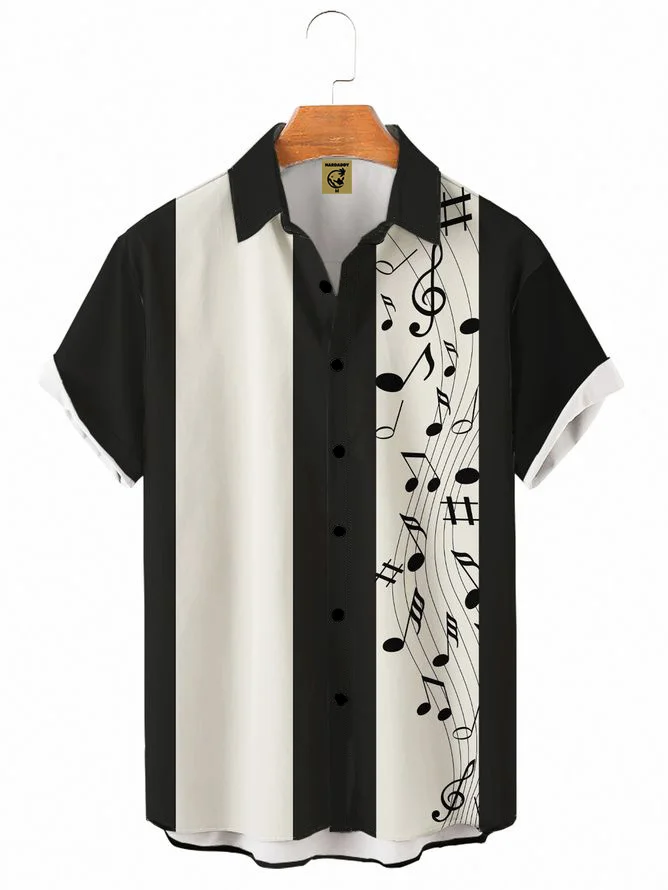 Hardaddy Mens Retro Music Note Print Up To 4XLT Jazz Style Shirt